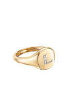 L Mini Pinky Ring, 18K Yellow Gold & Diamonds